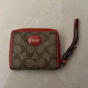 Coach signature zip around wallet/wristlet